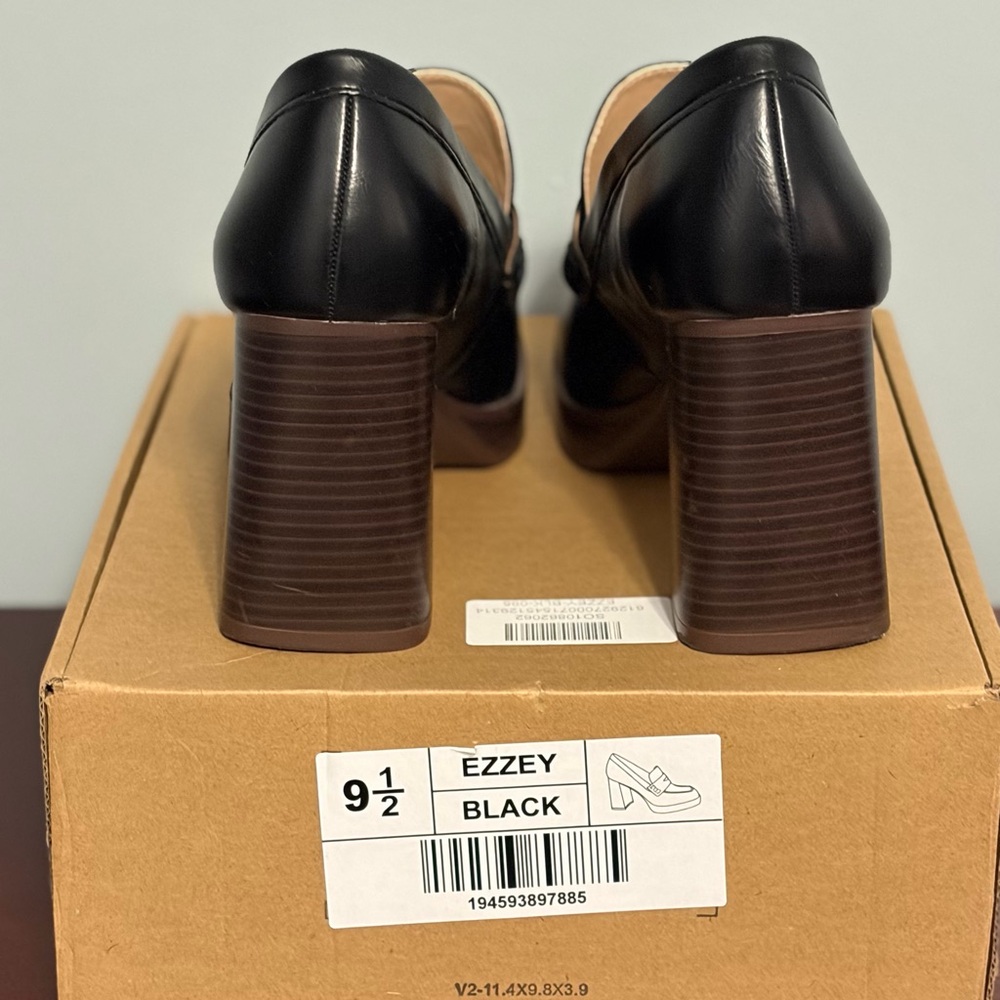 Black Block Heel Loafers - Picture 4 of 6